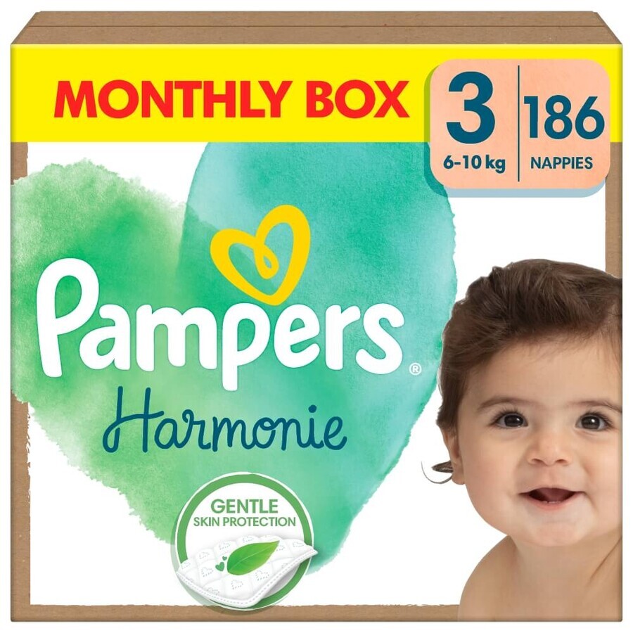 Pampers Harmonie, scutece, mărimea 3, 6-10 kg, 186 buc