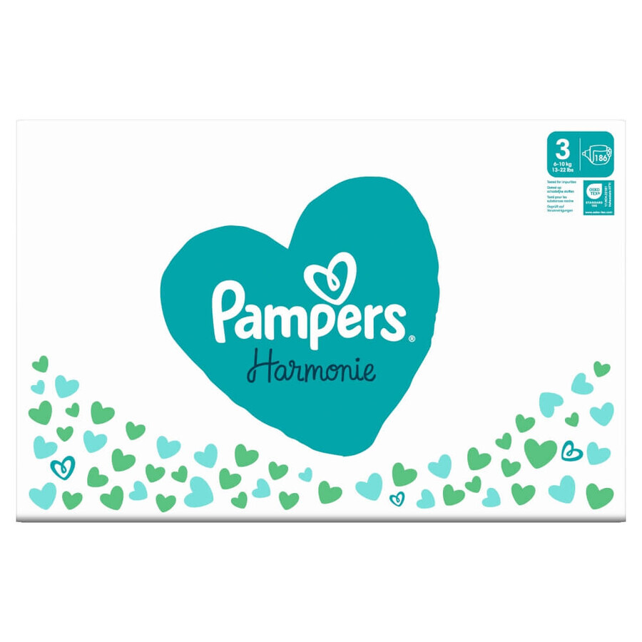 Pampers Harmonie, scutece, mărimea 3, 6-10 kg, 186 buc