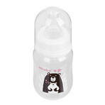 AKUKU, biberon cu gaură îngustă, cu tetină rotundă din silicon cu flux lent, Teddy Bear, A0004, de la naștere, 125 ml