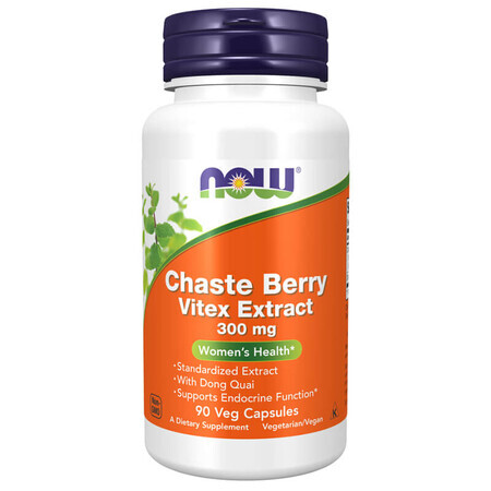 Now Foods Chaste Berry Vitex Extract 300 mg, boabe imaculate, 90 capsule vegane