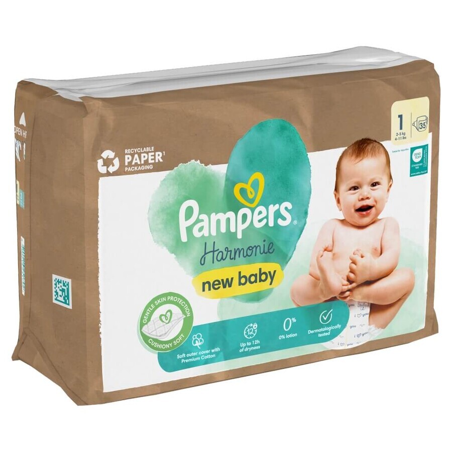 Pampers Harmonie, scutece, mărimea 1, 2-5 kg, 35 buc