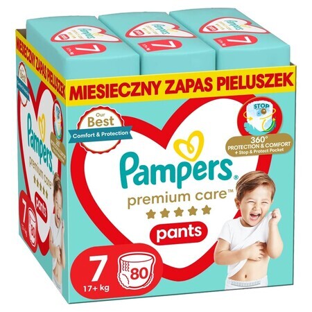 Pampers Premium Care Pants, diapers size 7, 17+ kg, 80 pcs