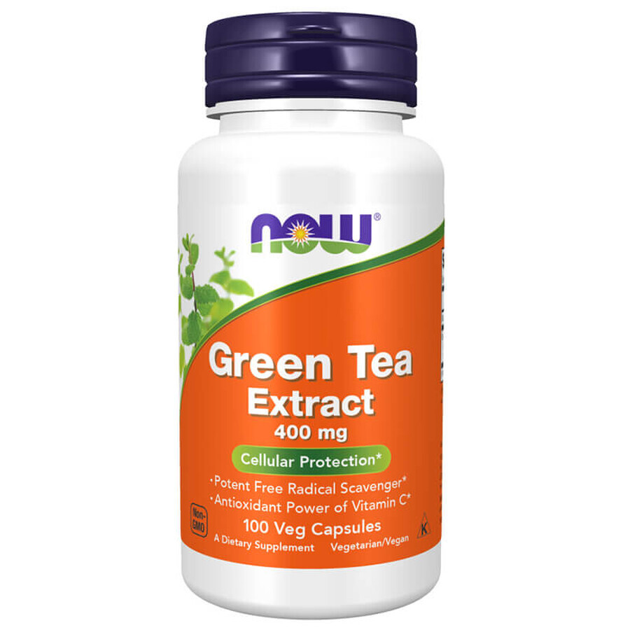 Now Foods Green Tea Extract 400 mg, green tea with vitamin C, 100 vegan capsules