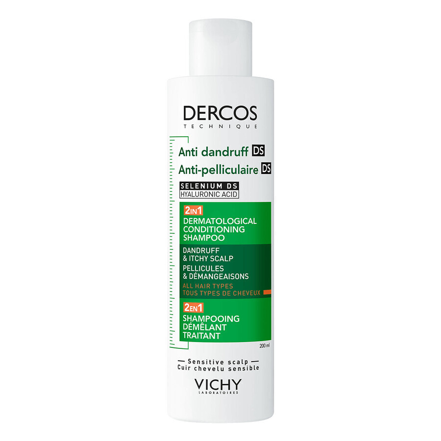 Vichy Dercos Anti Dandruff DS, Anti-Schuppen-Shampoo mit Spülung 2in1, 200 ml