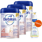 Set Bebilon Profutura DuoBiotik 4, formulă hrănitoare pe bază de lapte, după 2 ani, 3 x 800 g + Mustela Bebe Enfant, gel de spălare hrănitor, 300 ml gratuit