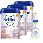 Set Bebilon Profutura DuoBiotik 4, formulă hrănitoare pe bază de lapte, după 2 ani, 3 x 800 g + Mustela Bebe Enfant, gel de spălare hrănitor, 300 ml gratuit