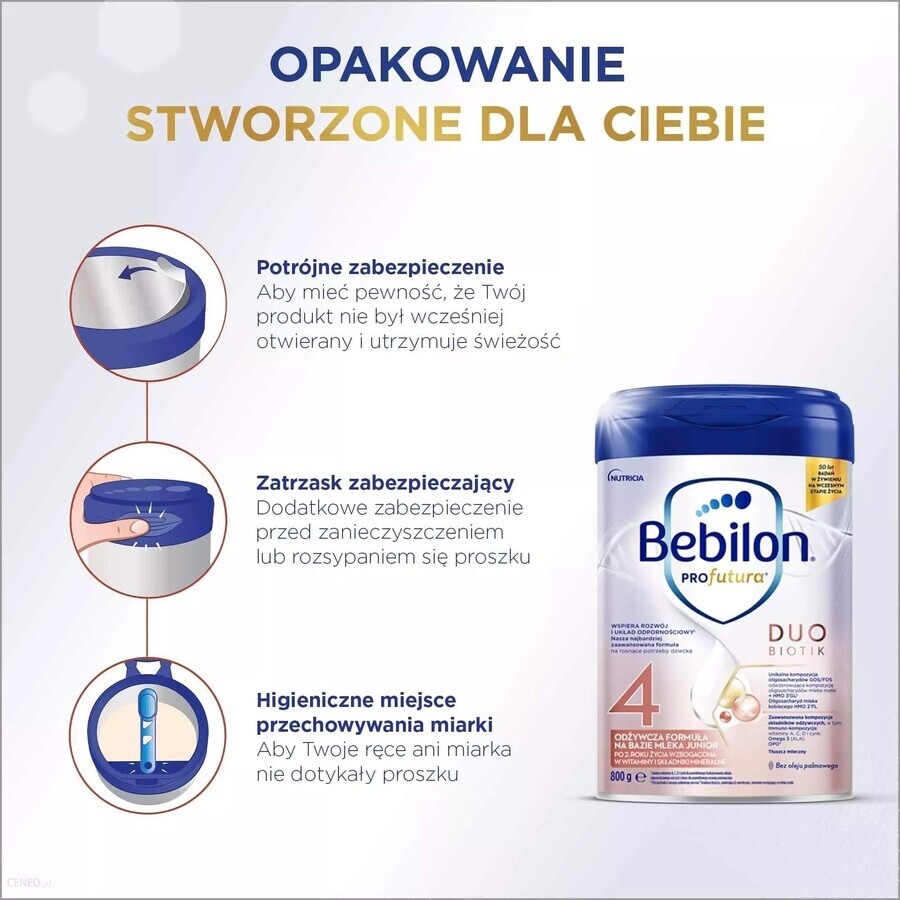 Set Bebilon Profutura DuoBiotik 4, formulă hrănitoare pe bază de lapte, după 2 ani, 3 x 800 g + Mustela Bebe Enfant, gel de spălare hrănitor, 300 ml gratuit