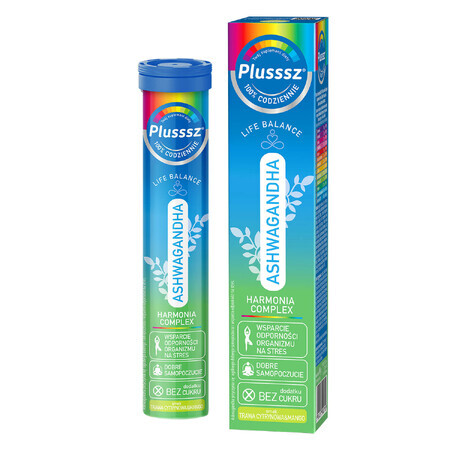 Plusssz Ashwagandha 100% Harmonia Complex, aromă de lămâie, 30 comprimate efervescente