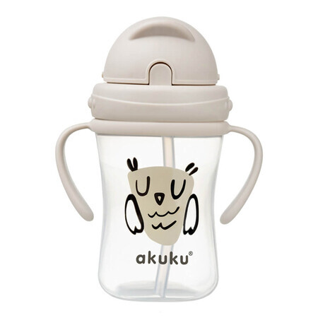 AKUKU, bottle with retractable straw, owl, from 9 months, 300 ml