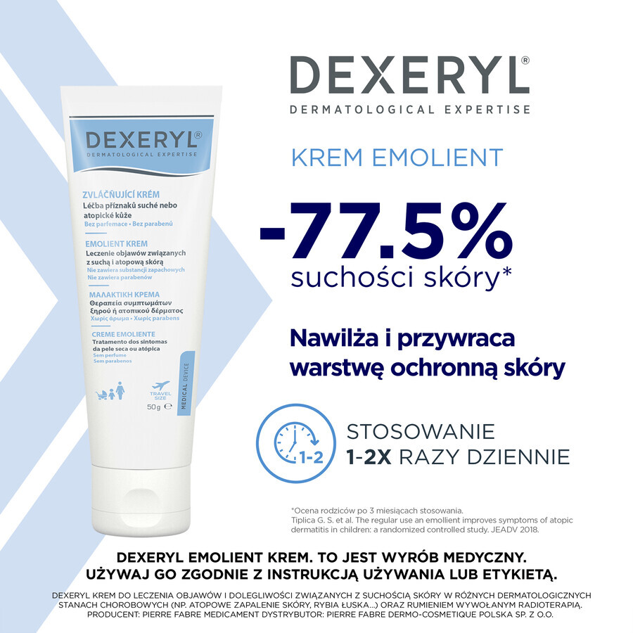 Dexeryl, cremă emolientă pentru pielea uscată, 50 g