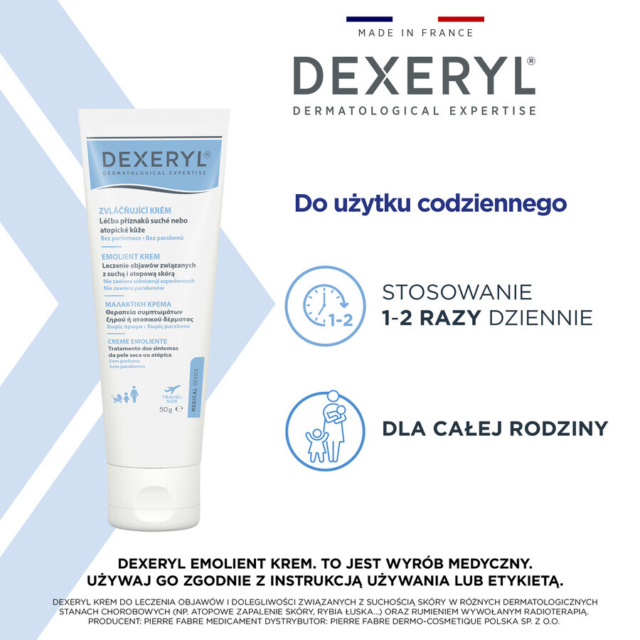 Dexeryl, cremă emolientă pentru pielea uscată, 50 g