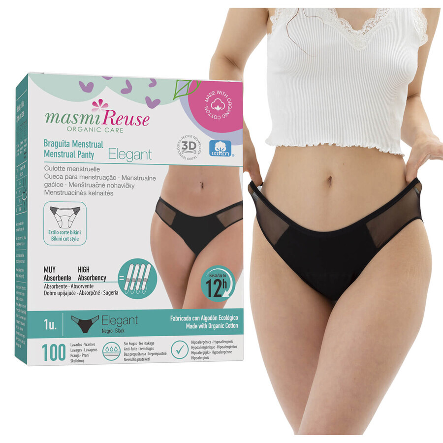 Masmi Elegant, menstrual briefs, organic cotton, size XL, 110-118 cm, 1 pc