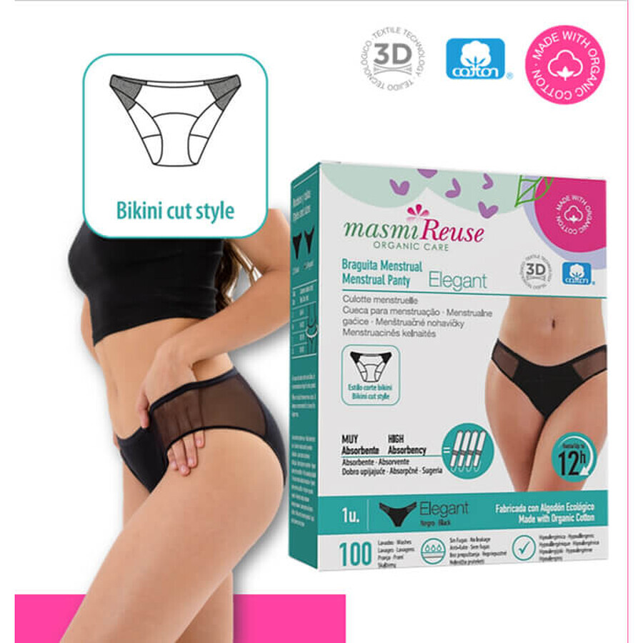 Masmi Elegant, menstrual briefs, organic cotton, size XL, 110-118 cm, 1 pc