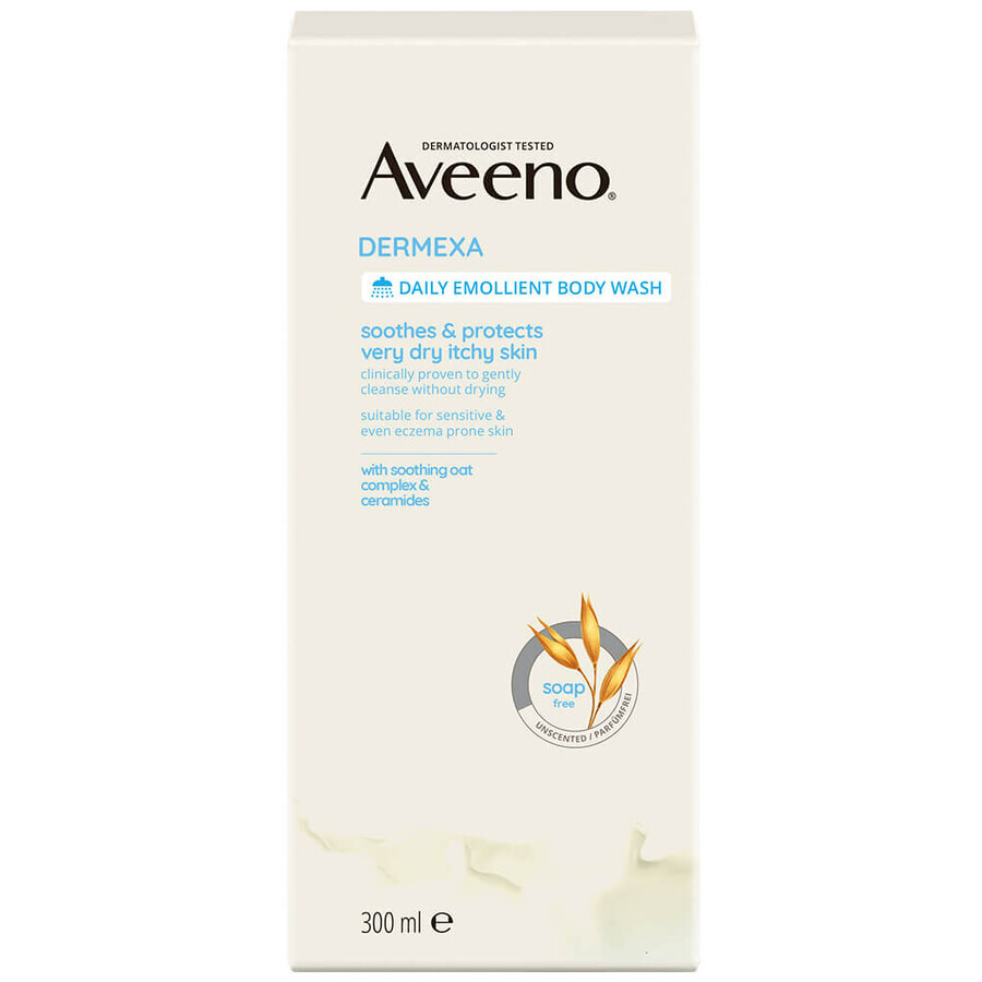 Aveeno Dermexa, gel emolient de spălare corporală pentru piele cu mâncărimi, 300 ml