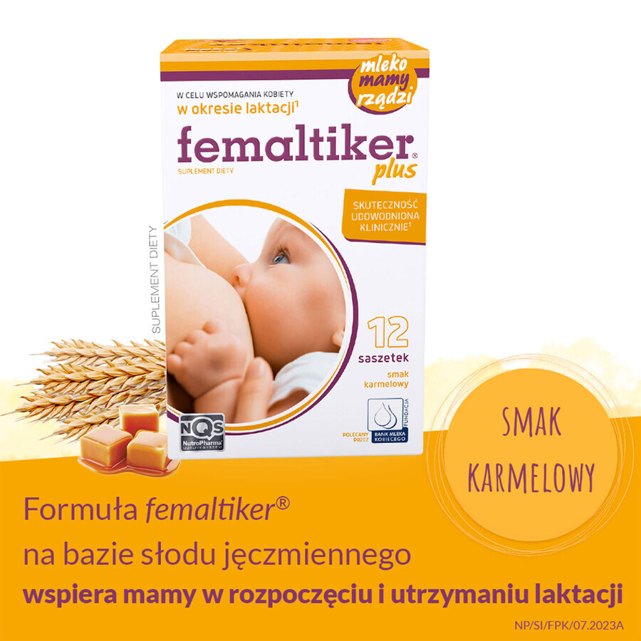 Pachet Femaltiker Plus, aromă de caramel, 2 x 12 pliculețe