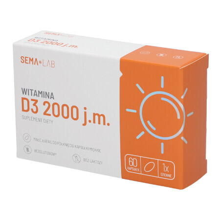 SEMA Lab Vitamin D3 2000 IU, 60 softgels, 60 softgels BOX IN BOX