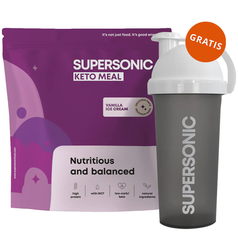 Supersonic Keto Meal, glace à la vanille, 800 g + shaker, 700 ml gratuit