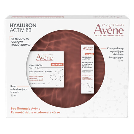 Avene Hyaluron Activ B3 Set per il ringiovanimento avanzato, crema per la ricostruzione cellulare 50 ml + crema tripla correttiva per gli occhi 15 ml