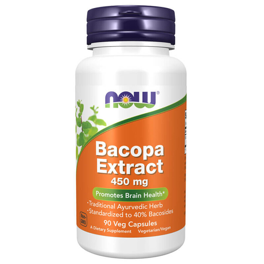 Now Foods Bacopa Extract 450 mg, bacopa, 90 capsule vegane