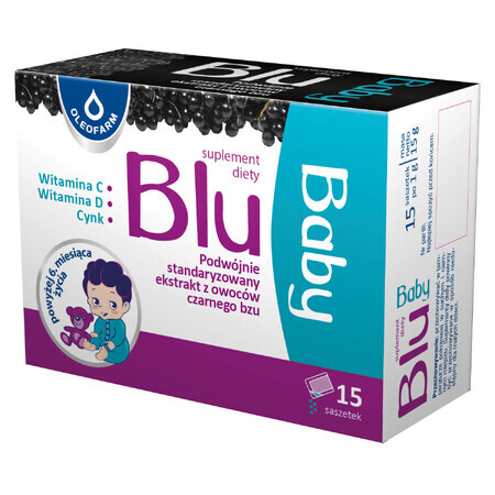 Oleofarm Blu Baby, para niños a partir de 6 meses, 15 sobres