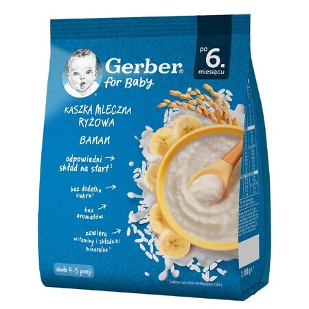 Gerber Cereale cu orez, banane, lăptos, după 6 luni, 160 g