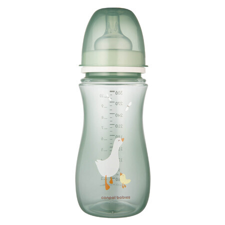 Canpol Babies EasyStart, anti-colic, wide-mouth bottle, Goose, from 12 months, 300 ml