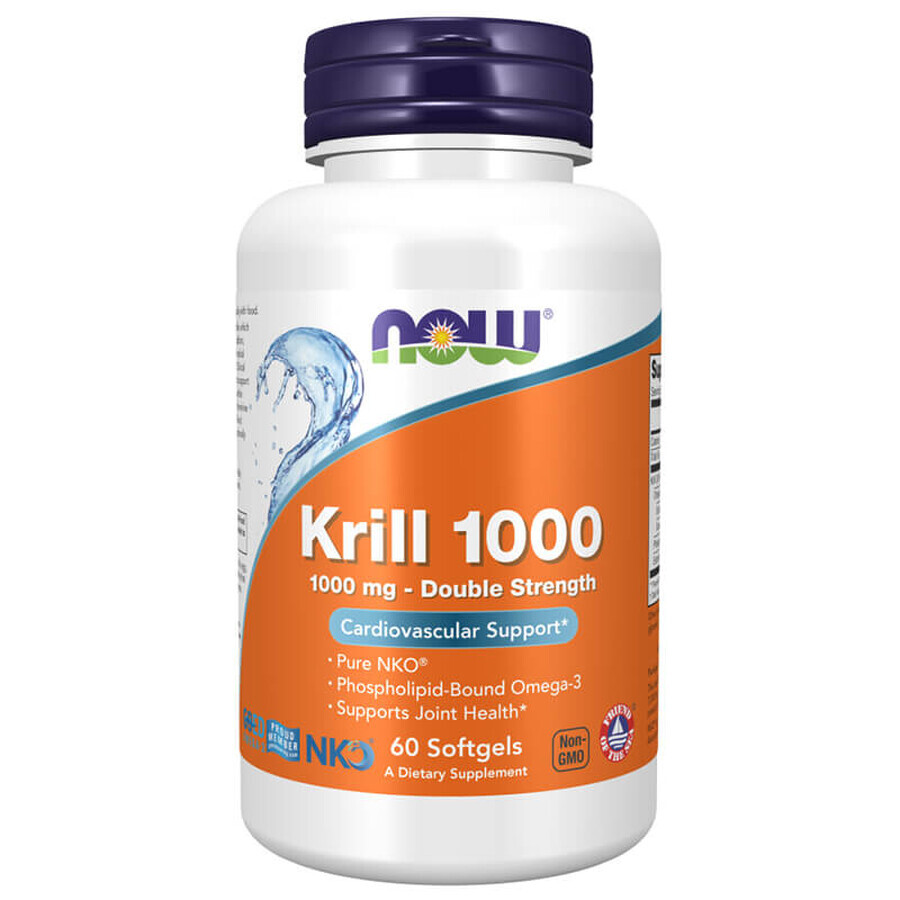 Now Foods Krill Oil, ulei de krill 1000 mg, 60 capsule