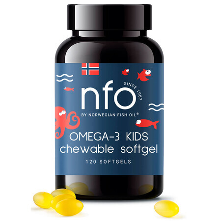 NFO Omega-3 Kids, ab 4 Jahren, Geschmacksrichtung Tutti Frutti, 120 Kaukapseln