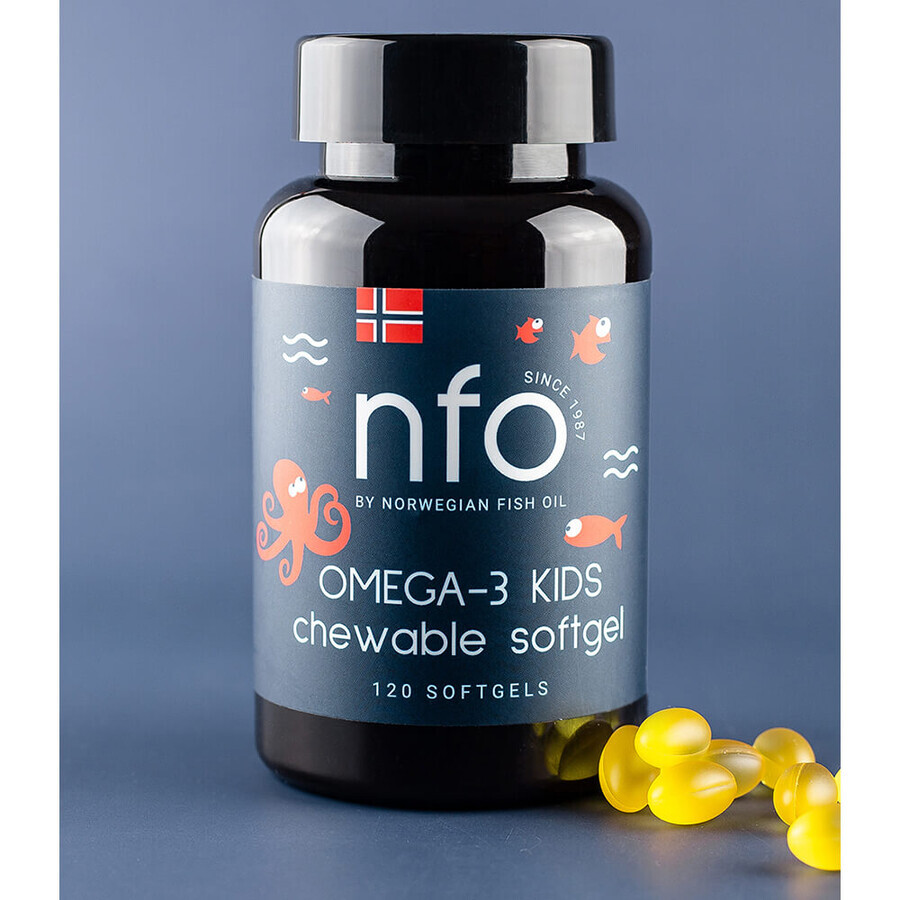 NFO Omega-3 Kids, ab 4 Jahren, Geschmacksrichtung Tutti Frutti, 120 Kaukapseln