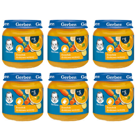 Gerber soup set, poultry and beef broth, after 5 months, 6 x 125 g DECORATED PACKAGING