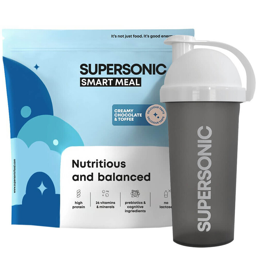 Supersonic Wholesome Smart Meal, romige chocolade- en karamelsmaak, 1,3 kg + shaker, 700 ml gratis