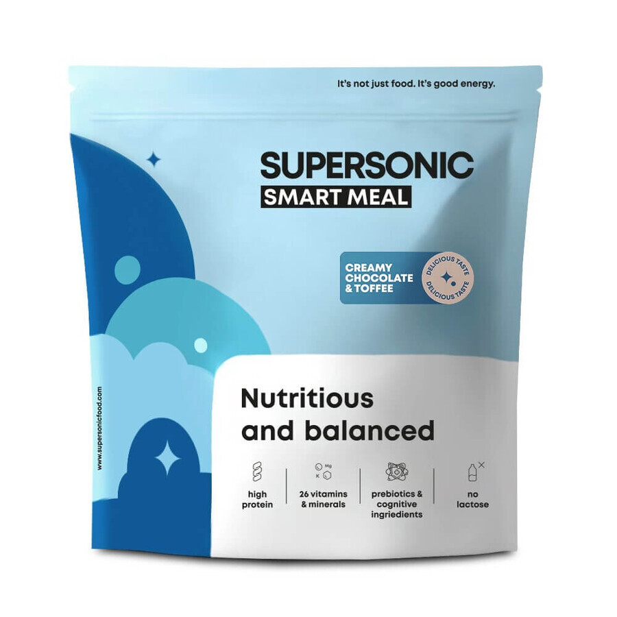 Supersonic Wholesome Smart Meal, romige chocolade- en karamelsmaak, 1,3 kg + shaker, 700 ml gratis