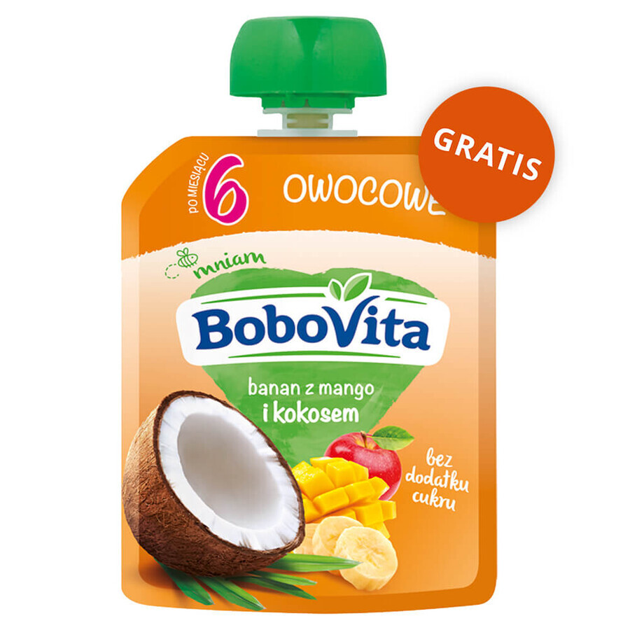 BoboVita Set Porridge au lait et au riz, banane, sans gluten, après 6 mois, 3 x 230 g + Mousse en tube, banane avec mangue et noix de coco, 2 x 80 g gratuit