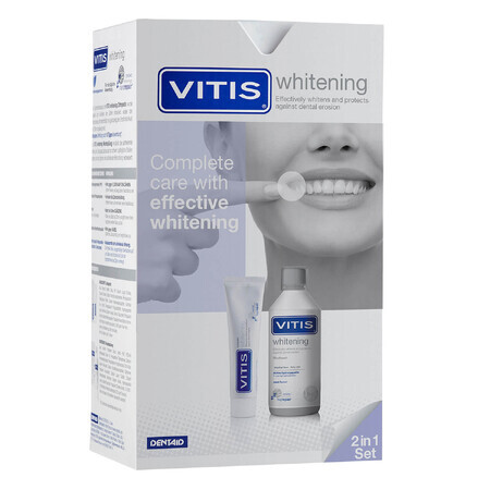 Vitis Whitening Kit, mondwater 500 ml + tandpasta 100 ml