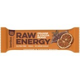 Baton proteic cu portocale si boabe de cacao, 50 g, Raw Energy