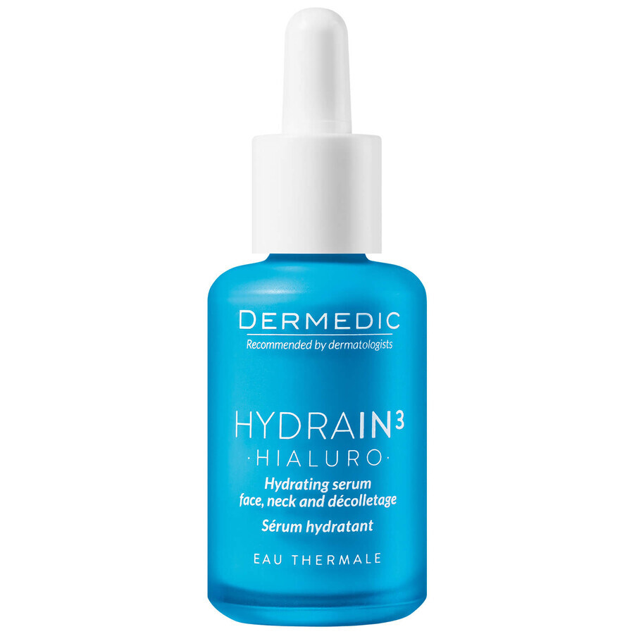 Set Dermedic Hydrain 3 Hialuro, sérum hydratant pour le visage, le cou et le décolleté, 30 ml + crème hydratante en profondeur 15 ml