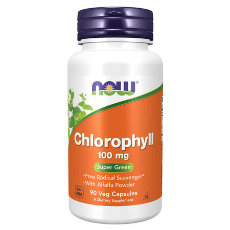 Now Foods Chlorophylle 100 mg, chlorophylle, 90 gélules végétales