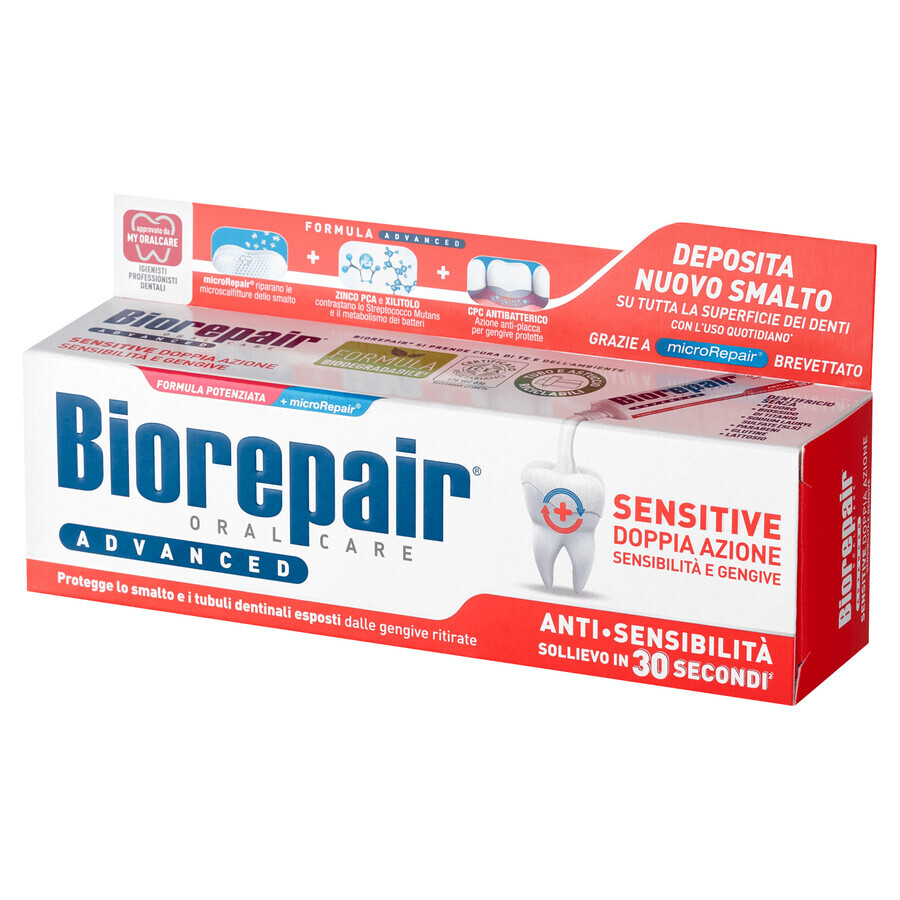 Biorepair Advanced Sensitive, pastă de dinți fără fluoruri pentru dinți sensibili, 75 ml AMBALAJ CONTAMINAT