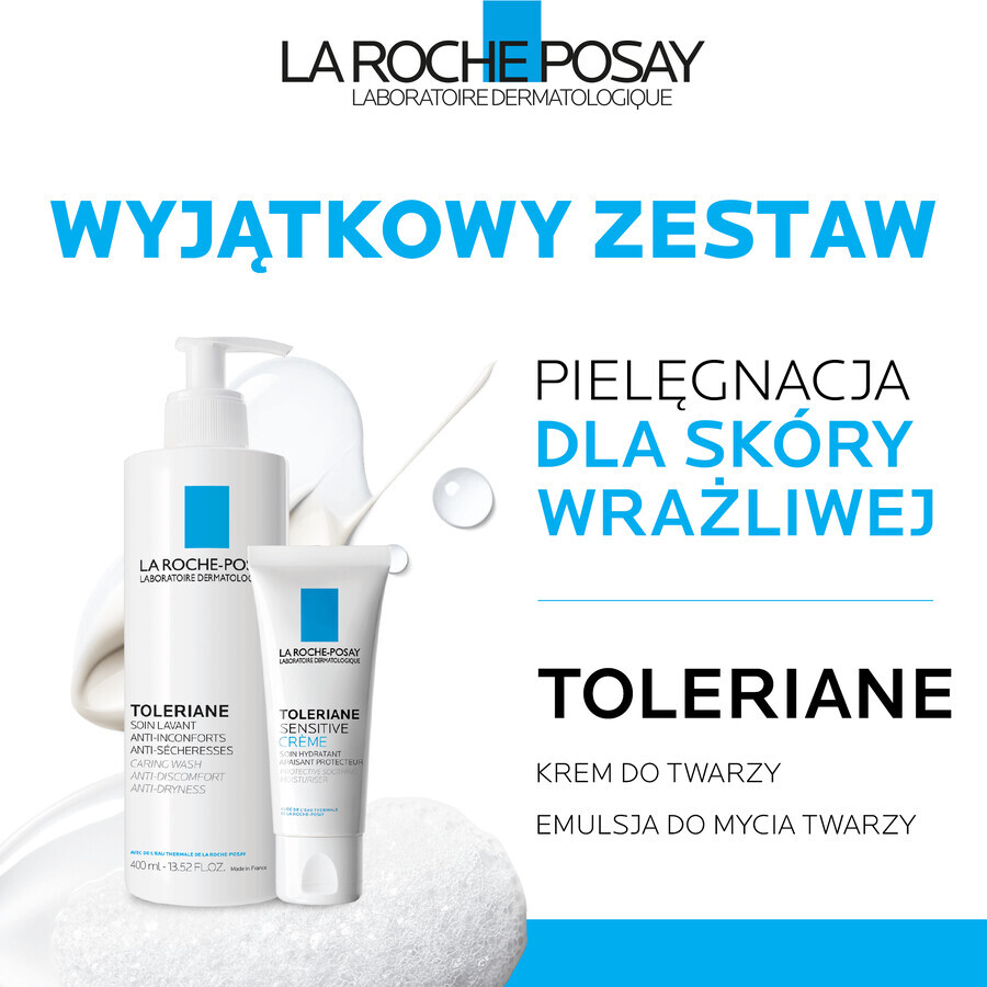 Set La Roche-Posay Toleriane, zachte reinigingsemulsie voor de gevoelige gezichtshuid, 400 ml + Hydraterende crème Sensitive, 40 ml