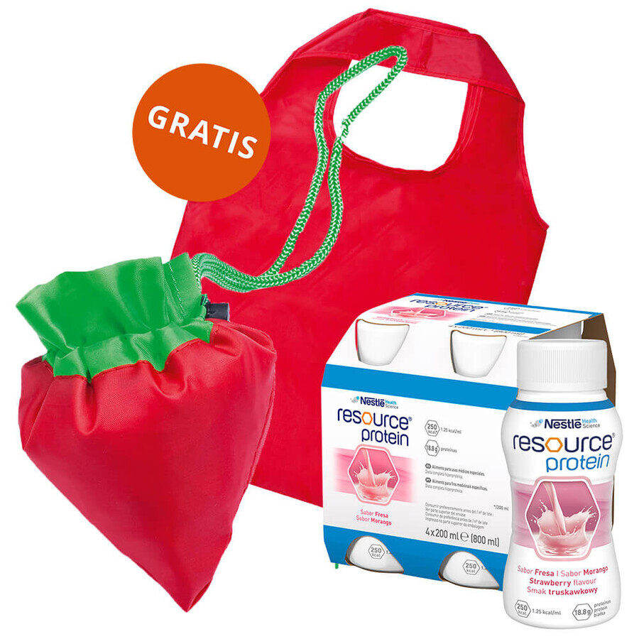 Resource Protein, supplément nutritionnel, goût fraise, 4 x 200 ml + sac de courses gratuit