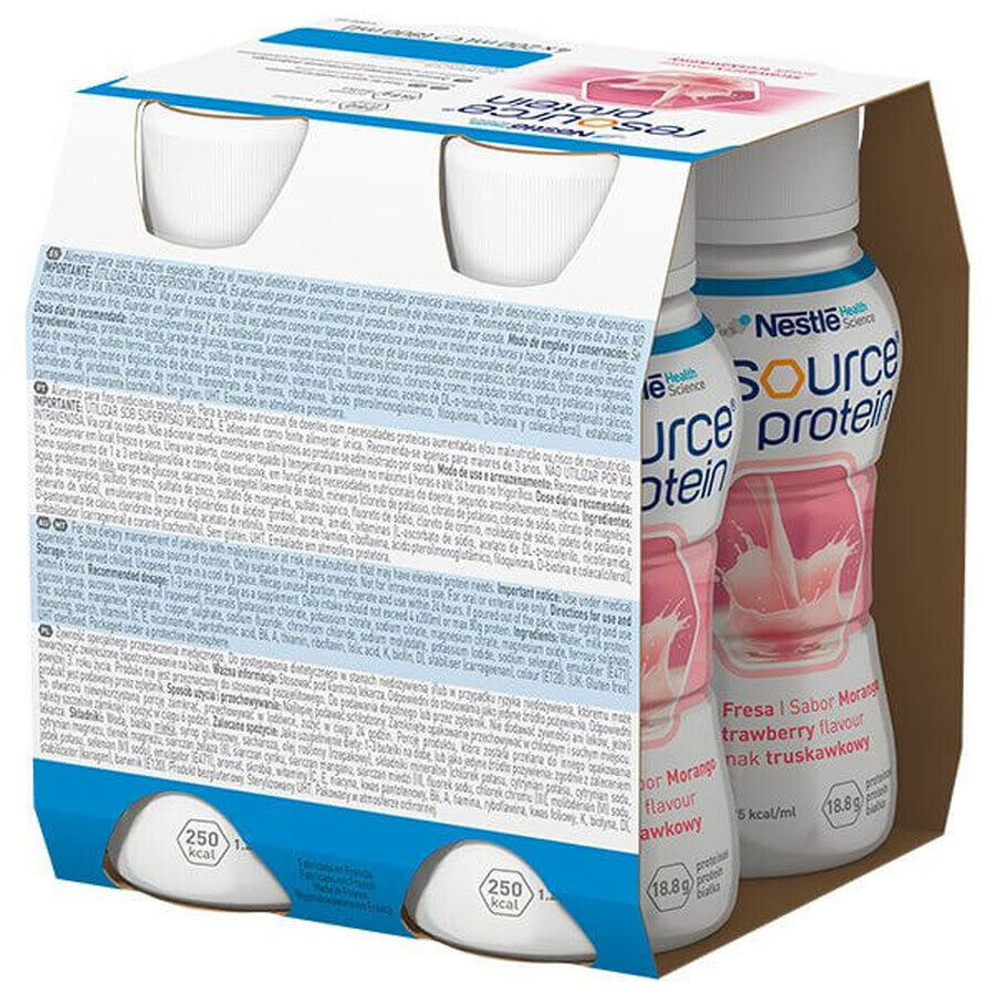 Resource Protein, supplément nutritionnel, goût fraise, 4 x 200 ml + sac de courses gratuit