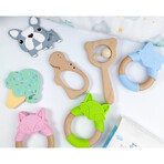 Bocioland, wooden-silicone teether, blue fox, from birth, 1 pc