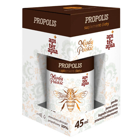 Miody Polskie Propolis, extract etanolic de propolis 10%, picături, 45 ml