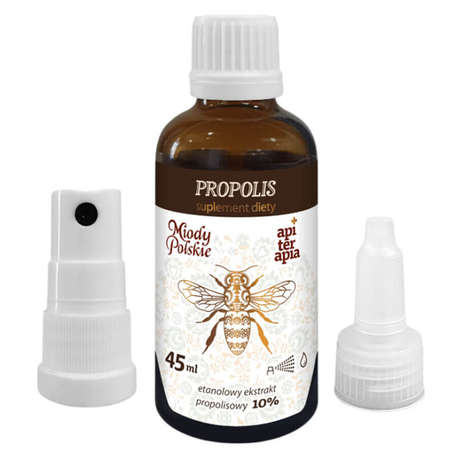 Miody Polskie Propolis, extract etanolic de propolis 10%, picături, 45 ml