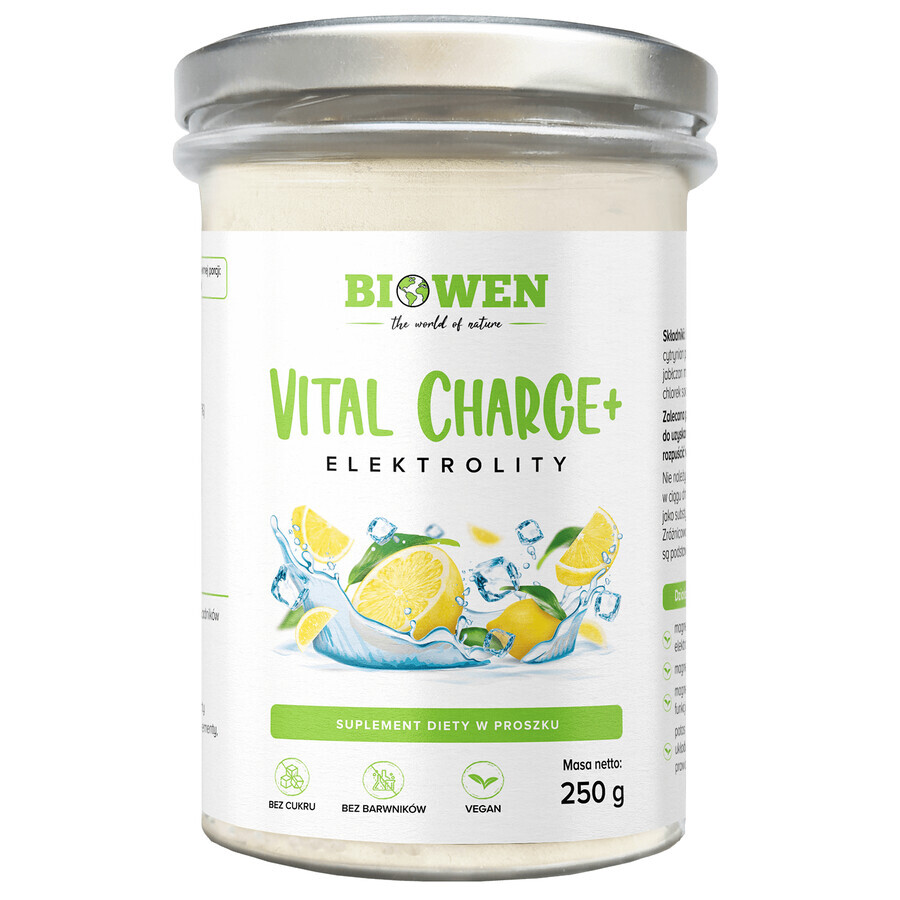 Biowen Vital Charge+ Electroliți, aromă de lămâie, 250 g