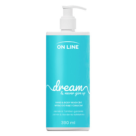 On Line Dream, 2 in 1 Flüssigseife für Hände und Körper, Jasmin und Gardenie, 390 ml