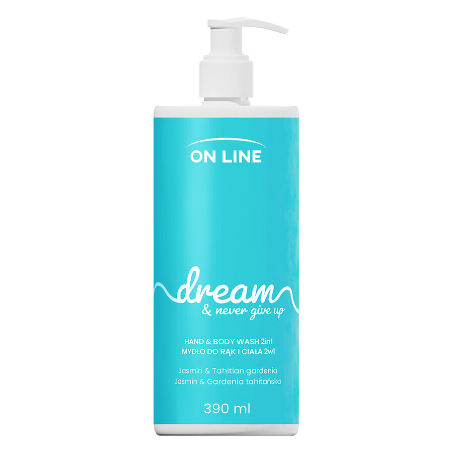 On Line Dream, 2 in 1 Flüssigseife für Hände und Körper, Jasmin und Gardenie, 390 ml