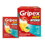 Gripex Hot Intense 1 g + 50 mg + 12,2 mg, 12 pliculețe