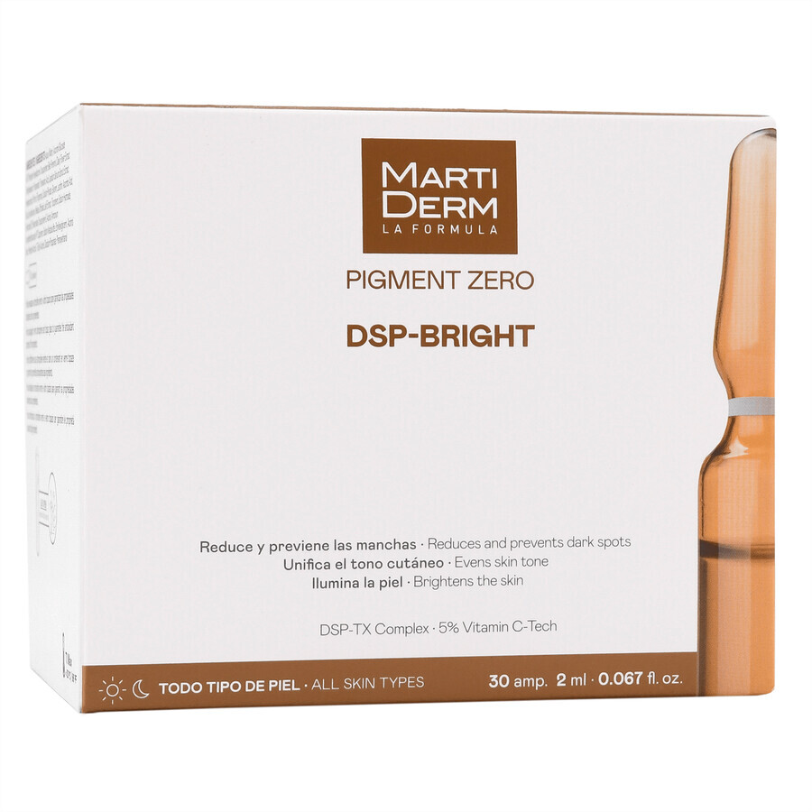 MartiDerm Pigment Zero DSP-Bright, ser de albire a hiperpigmentării, 2 ml x 30 fiole