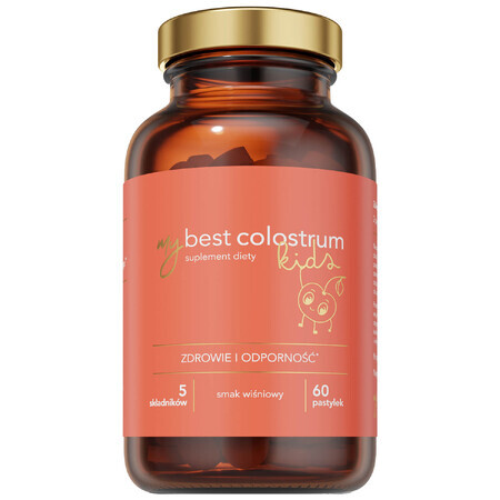 MyBestColostrum Kids, vanaf 3 jaar, kersensmaak, 60 tabletten